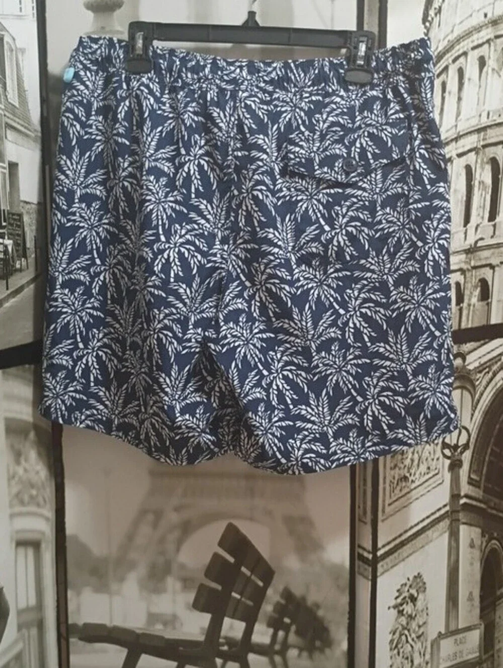 J. CREW FLEX SWIMWEAR Men's Palm Tree Blue/White  Size Large